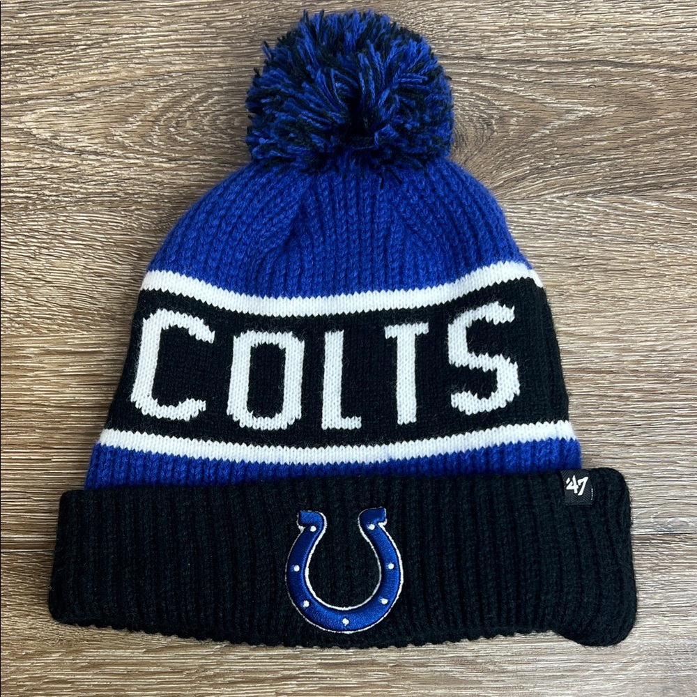 🏈 Indianapolis Colts ’47 Brand Knit Pom Beanie Hat (OSFA)